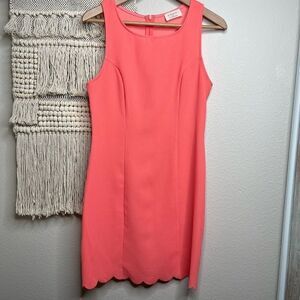 Everly Scalloped Hem Tangerine Dress